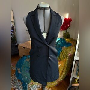 Theory Black Double-Breasted Sleeveless Blazer Dress